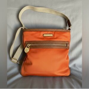 Michael Kors Orange Crossbody Bag with Beige Strap
